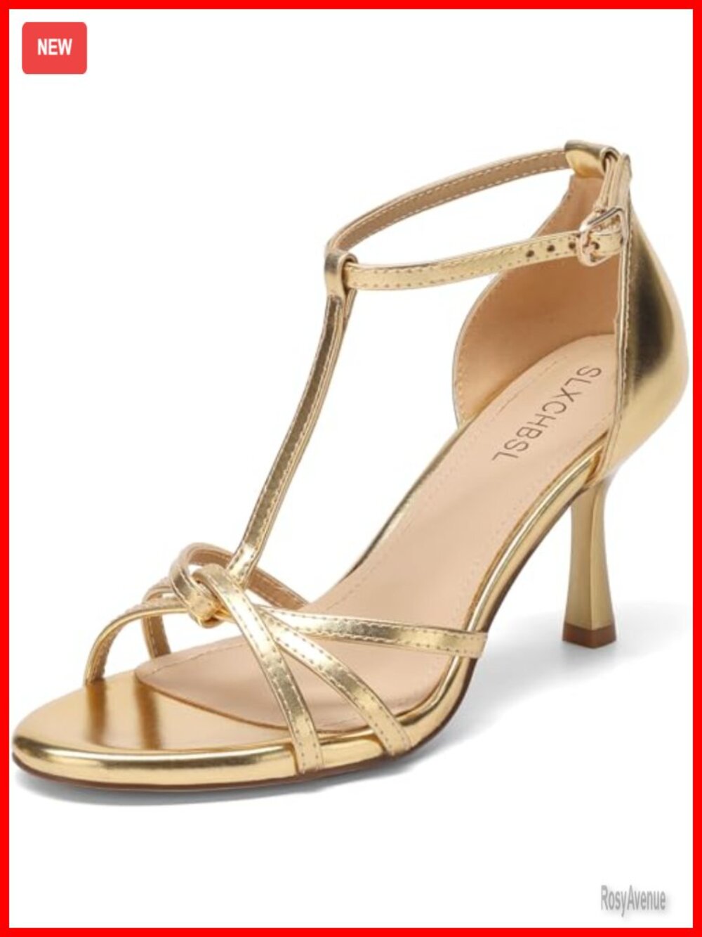 Women's Kitten Heel Sandals 3 Inch T-Strap Open Toe PU Adjustable Buckle